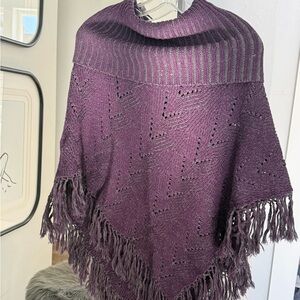 BCBG Shawl/Poncho in Purples and grays.  Like new and so beautiful. OS fits most
